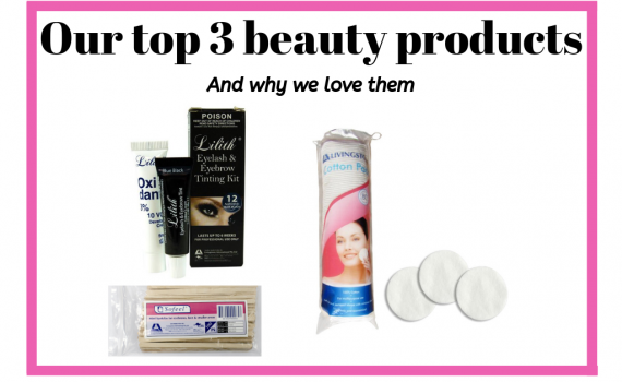top 3 products grouped together with the heading 'our top 3 beauty products'