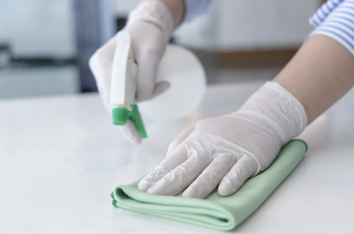 shampoo spray on table.