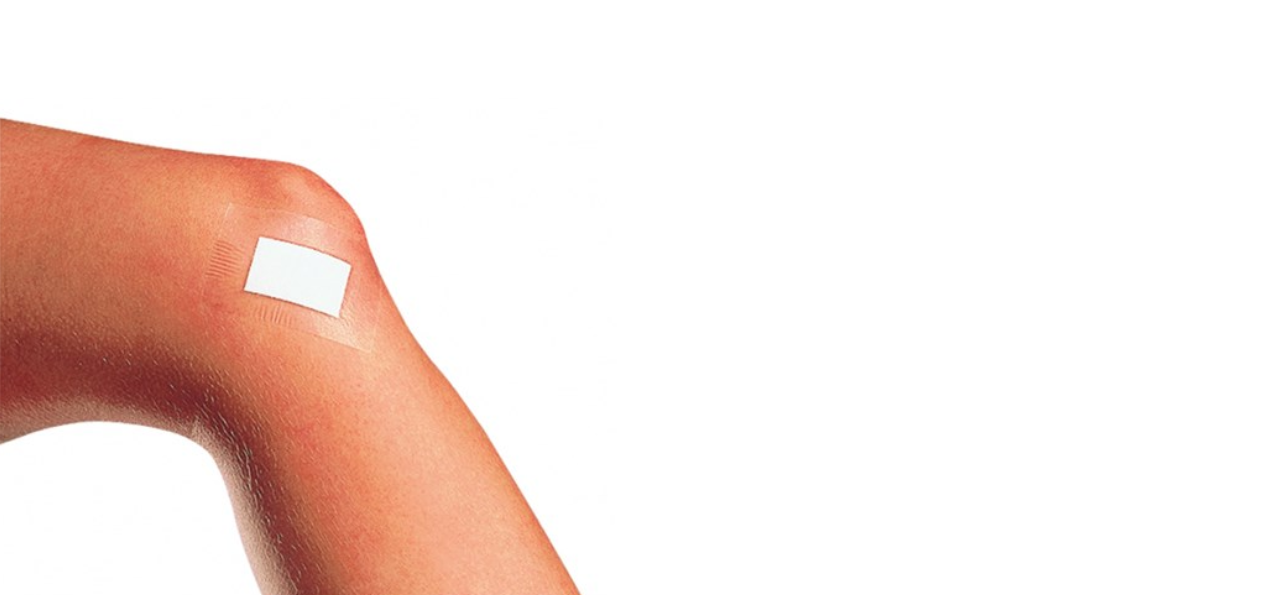 wound dressing on leg