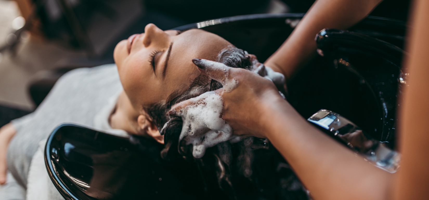 a women washing hair