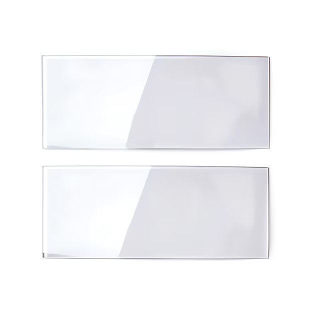 Two clear, high-quality plain glass slides for microscope use, designed for studying cells, bacteria, and blood samples in medical and scientific laboratories