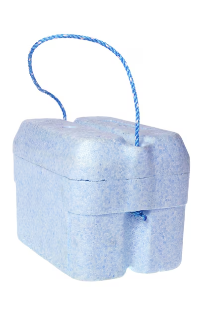 A blue Livingstone foam cooler box with a carry handle, designed to keep food and drinks cold for summer outdoor activities.