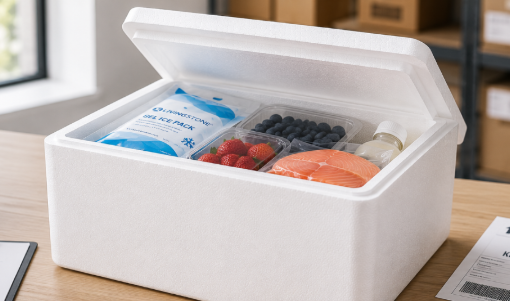 Insulated foam cooler protecting chilled goods