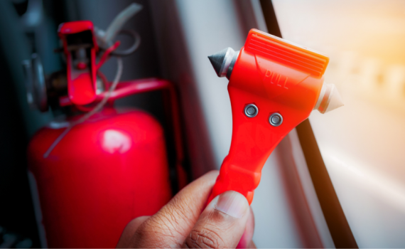 Red Safety Hammer in Vehicle