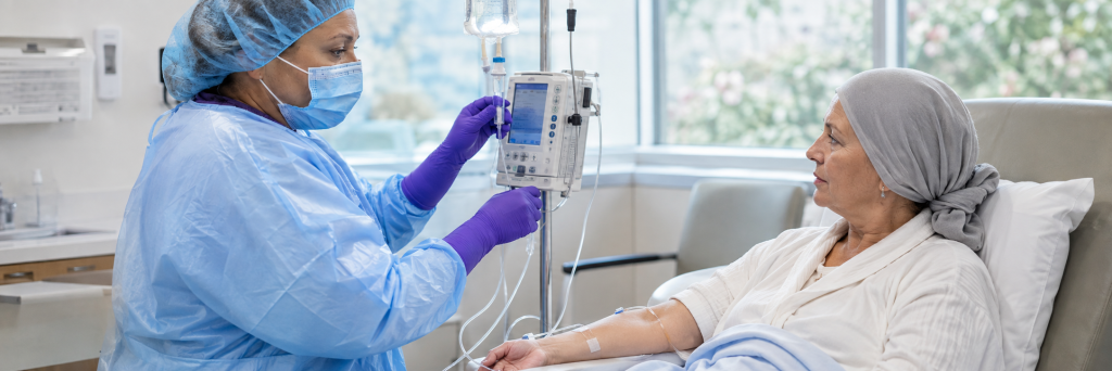 Nurse Managing Patient's IV Infusion