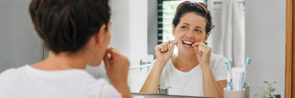 Daily brushing and flossing routine