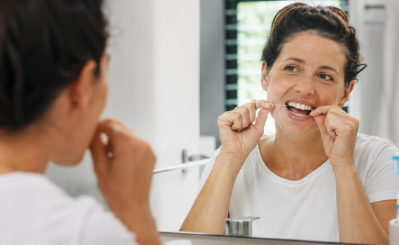 Daily brushing and flossing routine