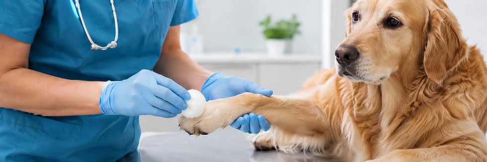 Vet Wiping a Cotton to a Dog
