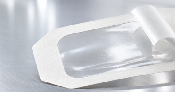 Transparent adhesive wound dressing close-up