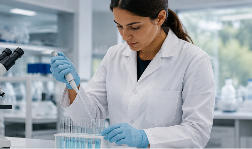 Laboratory professional in lab coat