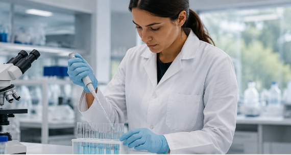 Laboratory professional in lab coat