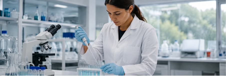 Laboratory professional in lab coat