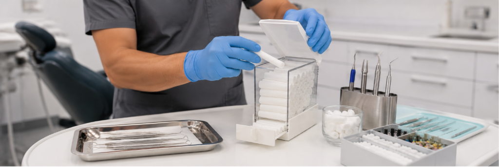 Cotton roll dispenser improving chairside workflow
