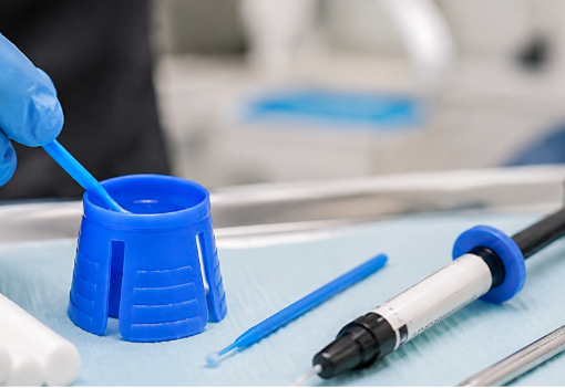 Mixing dental bonding agent in dappen dish