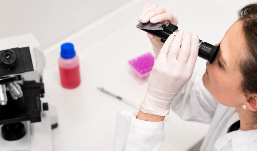 Researcher performing liquid concentration testing with a Brix refractometer.
