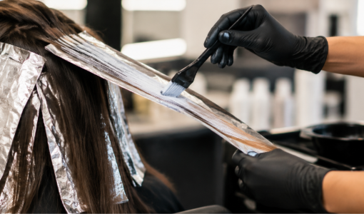 Professional hair colouring treatment in a modern salon