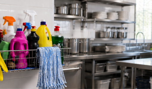 Commercial kitchen workflow supporting food safety and hygiene