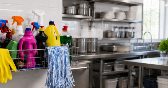 Commercial kitchen workflow supporting food safety and hygiene