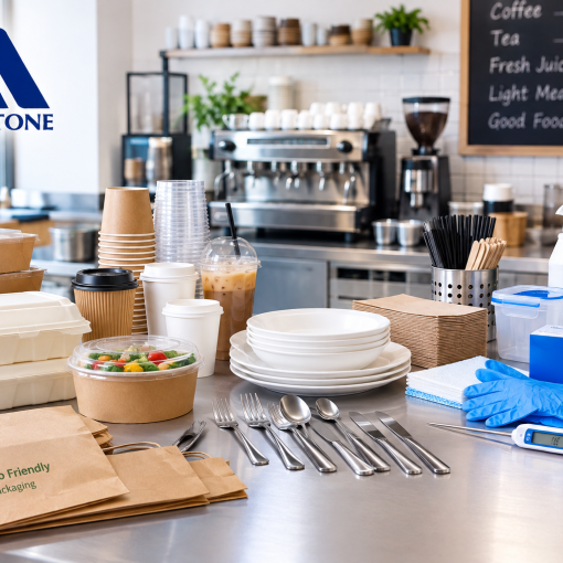 Café kitchen supplies and takeaway packaging