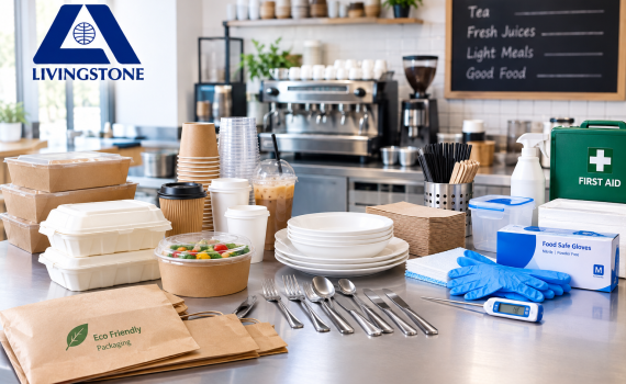 Café kitchen supplies and takeaway packaging