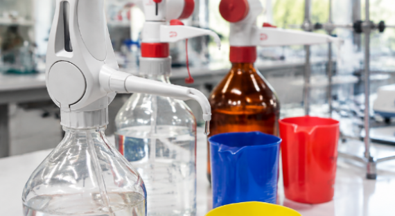 Laboratory dispensing bottles used for controlled liquid handling and storage