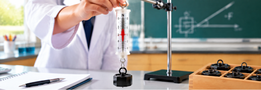 Brass pendulum bob with hook used in a physics experiment to study pendulum motion oscillation, and time measurement in a classroom laboratory